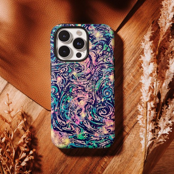 Protective iPhone Case Graffiti Swirl Hypnotic Trippy Acid House Retro Pop Pattern Case IP13/14 Magnetic MagSafe Compatible