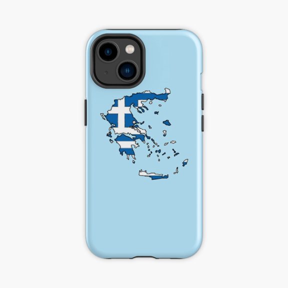 Protective iPhone Case Greek Map Flag Design Phone Case IP13/14 Magnetic MagSafe Compatible