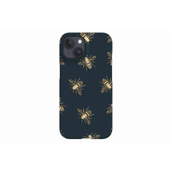 Protective iPhone Case Green Bee Insect Pattern Art Deco Geometric Bumblebee Cover Variant IP16 Magnetic MagSafe Compatible