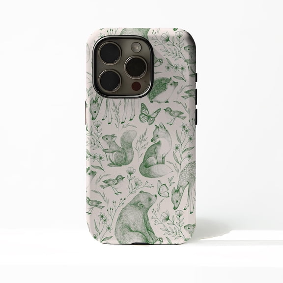 Protective iPhone Case Green Ink Forest Bio Design Protective Cell Phone Case Cover IP13/14 Magnetic MagSafe Compatible