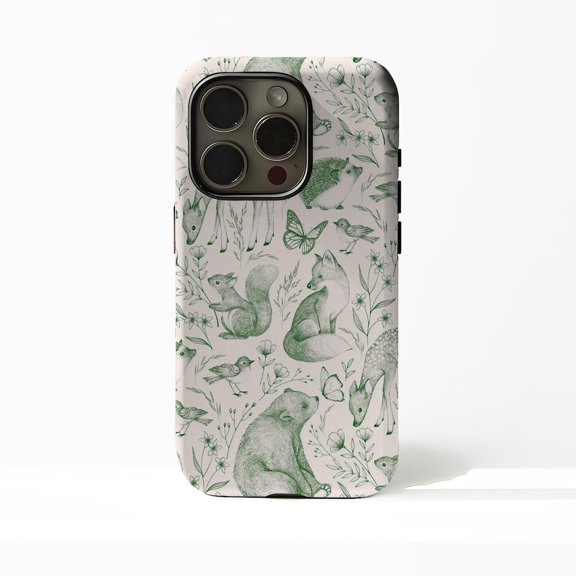Protective iPhone Case Green Ink Forest Bio Design Protective Cell Phone Case Cover IP15 Magnetic MagSafe Compatible