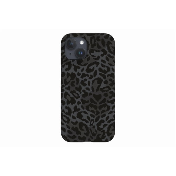 Protective iPhone Case Grey Leopard Print Designer Animal Cover Platinum Cheetah Shield IP13/14 Magnetic MagSafe Compatible