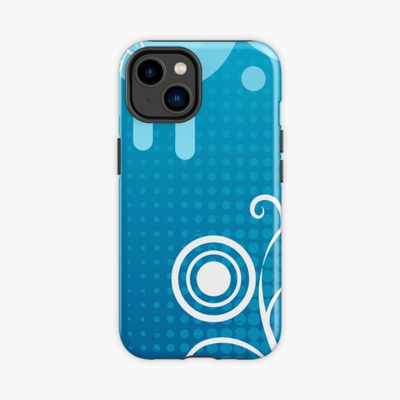 Protective iPhone Case Groovy Circle Ocean Blue Metro Phone Case IP13/14 Magnetic MagSafe Compatible