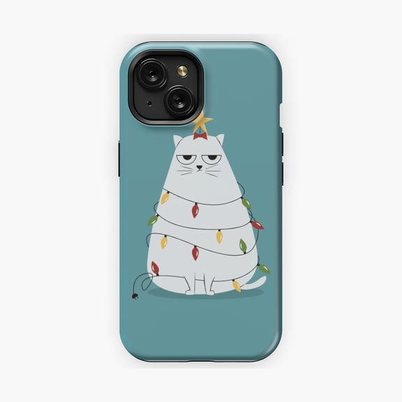 Protective iPhone Case Grumpy Cat Winter Festive Decorative Phone Case Feline Cover IP16 Magnetic MagSafe Compatible