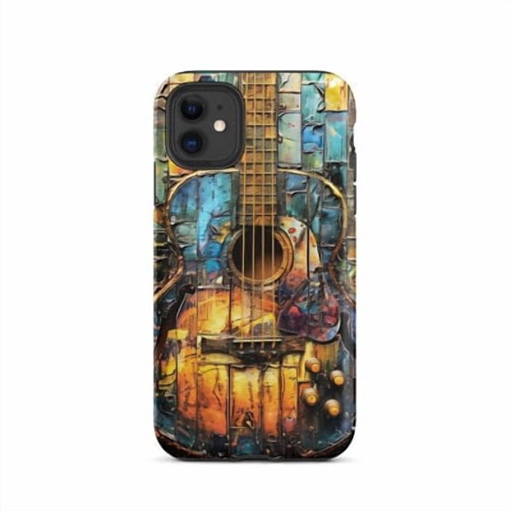 Protective iPhone Case Guitar Artwork Version 4 Musical Artistic Hard Case Guard IP13/14 Magnetic MagSafe Compatible