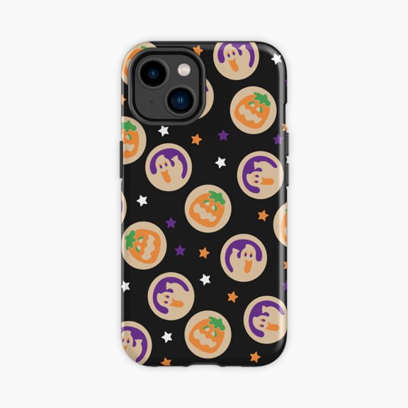 Protective iPhone Case Halloween Pumpkin Ghost Sugar Cookie Phone Case IP15 Magnetic MagSafe Compatible