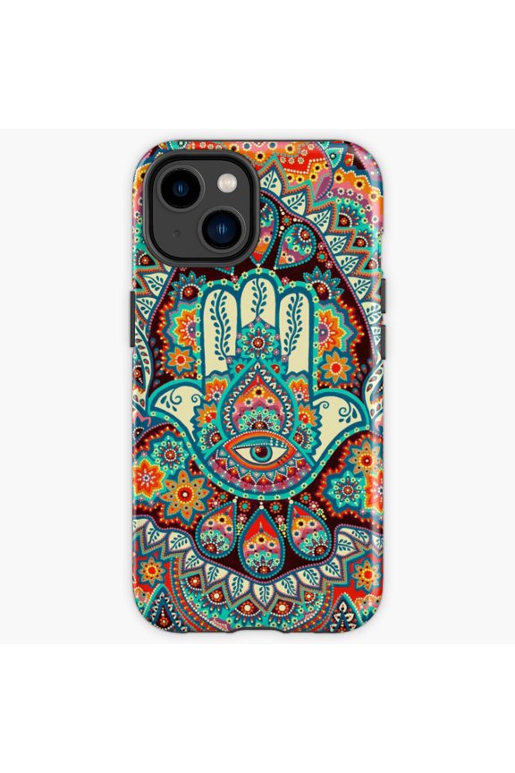 Protective iPhone Case Hamsa Hand Spiritual Protection Evil Eye Sacred Symbol Heavy Duty Shockproof Hard Shell IP15 Magnetic MagSafe Compatible