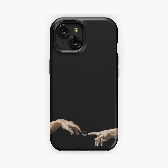 Protective iPhone Case Hands Of God Artistic Inspired Design Phone Case Renaissance Creation Silhouette Line Art Cover IP13/14 Magnetic MagSafe Compatible