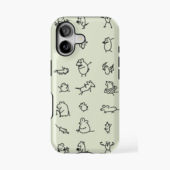 Protective iPhone Case Happy Rat Pattern Animal Design Phone Case IP15 Magnetic MagSafe Compatible
