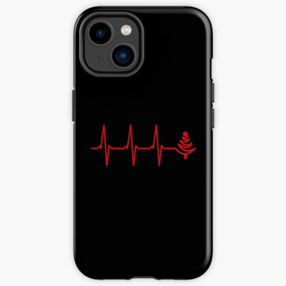 Protective iPhone Case Heartbeat Winter Tree Ekg Pulse Line Sport Athlete Guard IP15 Magnetic MagSafe Compatible