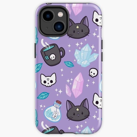 Protective iPhone Case Herb Witch Mystical Wiccan Potion Celestial Pattern Phone Case IP13/14 Magnetic MagSafe Compatible