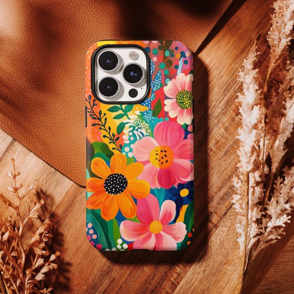 Protective iPhone Case Hibiscus Seas Summer Tropical Beach Botanical Flower Scene Case IP15 Magnetic MagSafe Compatible