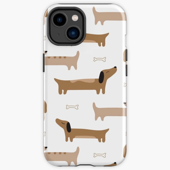 Protective iPhone Case Home Decor Dachshund Continuous Line Art Wiener Dog Shield IP15 Magnetic MagSafe Compatible