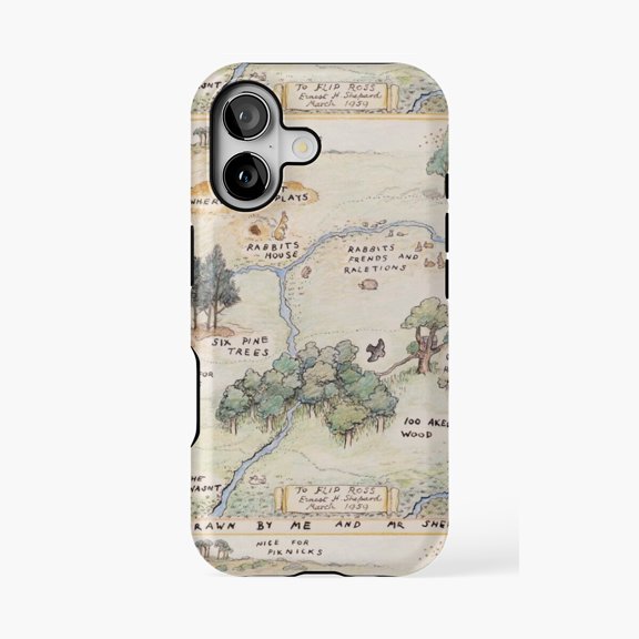 Protective iPhone Case Hundred Acre Wood Map Design Phone Case IP15 Magnetic MagSafe Compatible