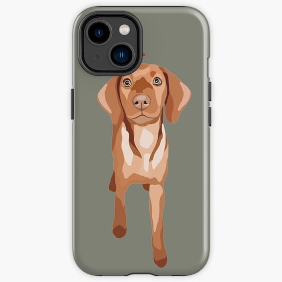 Protective iPhone Case Hungarian Vizsla Dog Portrait Illustration Golden Hunting Breed Shield IP13/14 Magnetic MagSafe Compatible