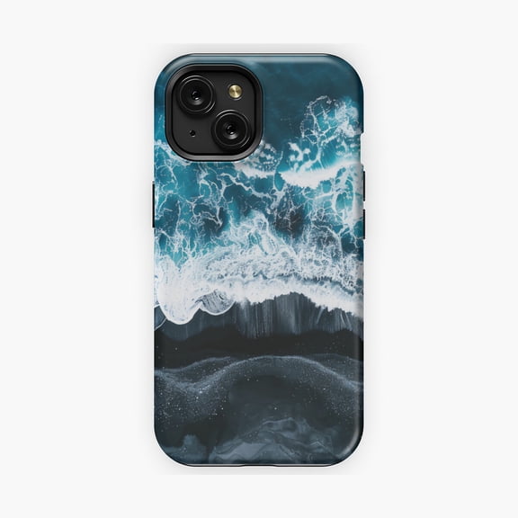 Protective iPhone Case Iceland Dark Sand Beach Phone Case IP13/14 Magnetic MagSafe Compatible