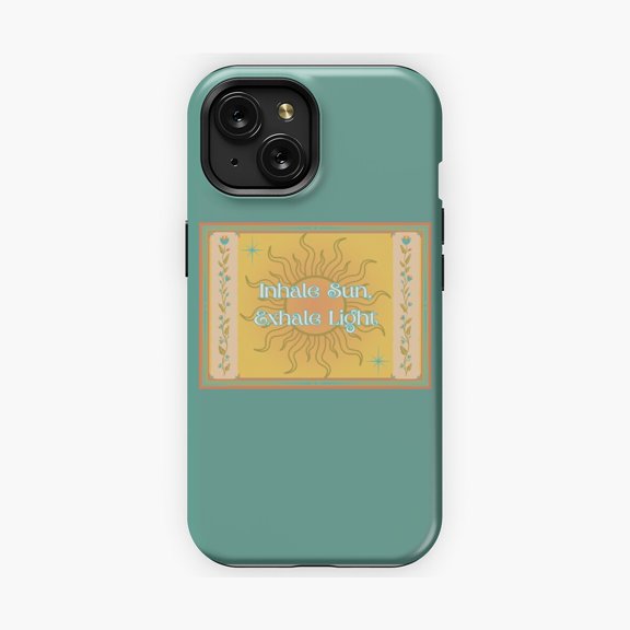 Protective iPhone Case Inhale Sun Exhale Light Phone Case Positive Quote IP13/14 Magnetic MagSafe Compatible