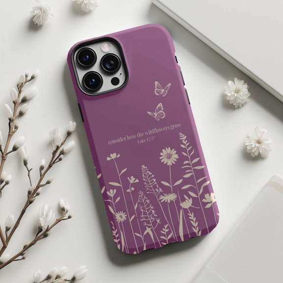 Protective iPhone Case Inspirational Verse Phone Case Motivational Scripture Cover IP13/14 Magnetic MagSafe Compatible