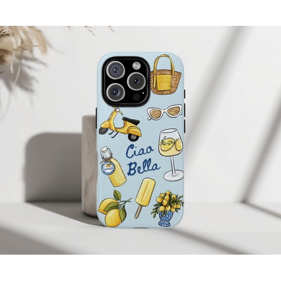 Protective iPhone Case Italian Lemon Phone Case Mediterranean Vacation Aesthetic Cover Version IP15 Magnetic MagSafe Compatible