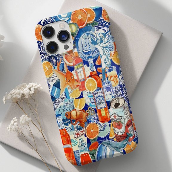 Protective iPhone Case Italian Summer Collage Phone Case European Coastal Aesthetic La Dolce Vita IP13/14 Magnetic MagSafe Compatible
