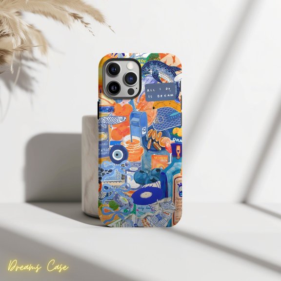 Protective iPhone Case Italian Summer Collage Phone Case Trendy Coquette Look IP15 Magnetic MagSafe Compatible