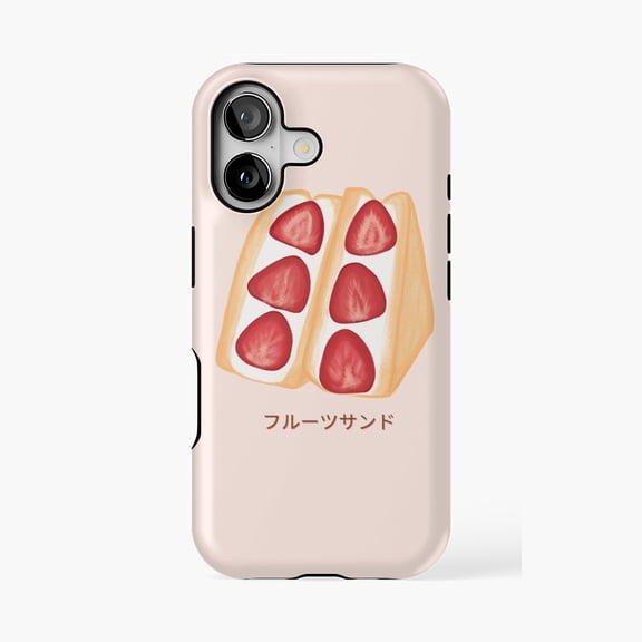 Protective iPhone Case Japanese Fruit Sandwich Strawberry Sando Cute Food Phone Case IP13/14 Magnetic MagSafe Compatible