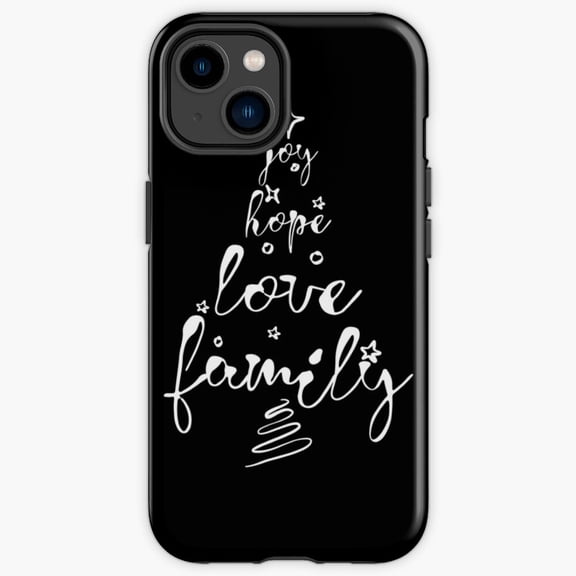 Protective iPhone Case Joy Hope Love Family Winter Tree Minimalist Cute Typography Shield IP15 Magnetic MagSafe Compatible
