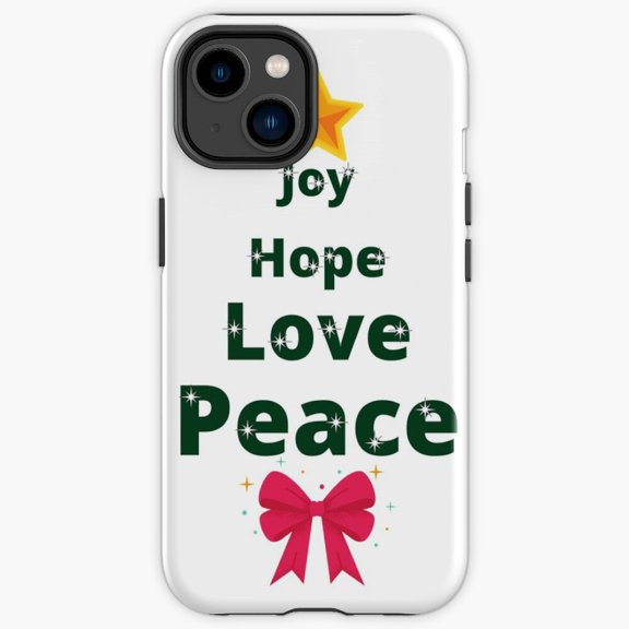 Protective iPhone Case Joy Hope Love Peace Winter Tree Typography Slogan Cover Variant IP15 Magnetic MagSafe Compatible