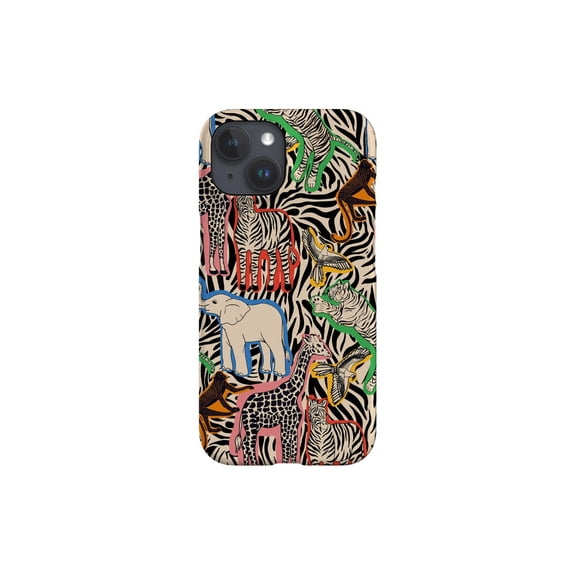 Protective iPhone Case Jungle Animal Line Art Zebra Tiger Print Safari Striped Shield IP16 Magnetic MagSafe Compatible