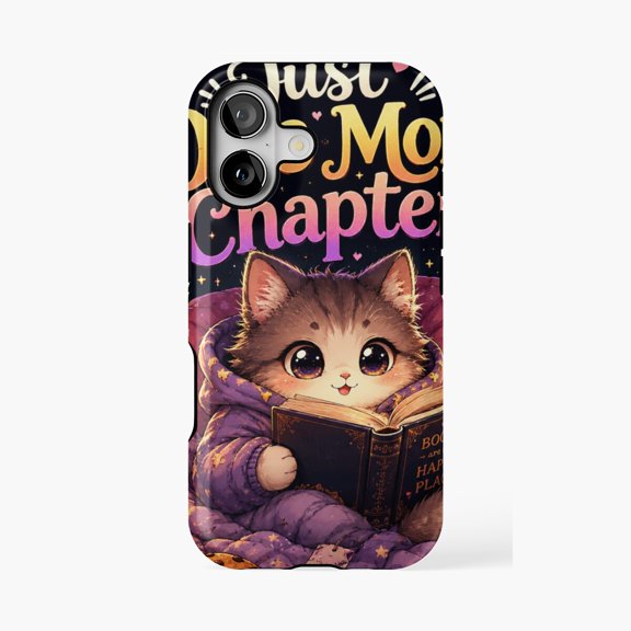 Protective iPhone Case Just One More Chapter Cute Cat Book Lover Phone Case IP13/14 Magnetic MagSafe Compatible