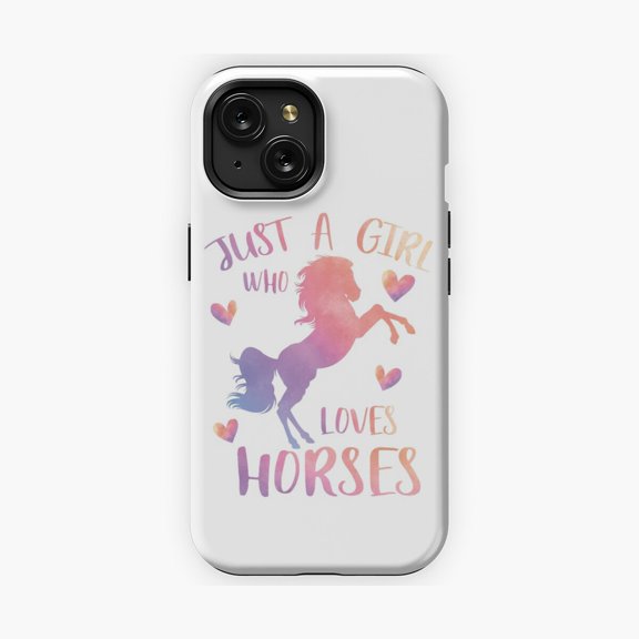 Protective iPhone Case Just a Girl Who Loves Horses Equestrian Art Phone Case IP13/14 Magnetic MagSafe Compatible