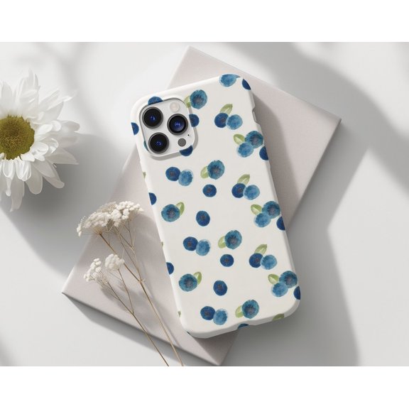 Protective iPhone Case Kawaii Blueberry Phone Case with Summer Design Pattern IP13/14 Magnetic MagSafe Compatible