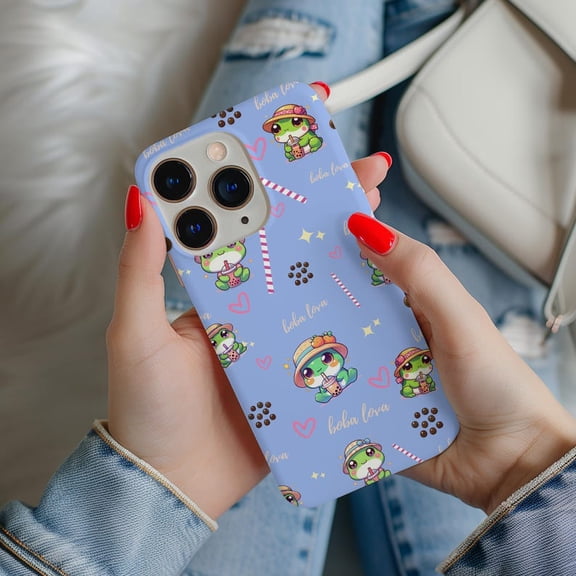 Protective iPhone Case Kawaii Boba Phone Case Cute Frog Design Variant IP13/14 Magnetic MagSafe Compatible