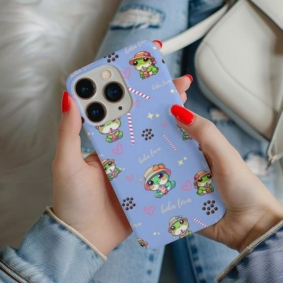 Protective iPhone Case Kawaii Boba Phone Case Cute Frog Design Variant IP15 Magnetic MagSafe Compatible
