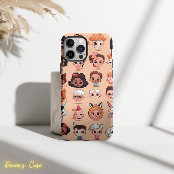 Protective iPhone Case Kawaii Collage Phone Case Cute Cartoon Characters Chibi Style IP16 Magnetic MagSafe Compatible