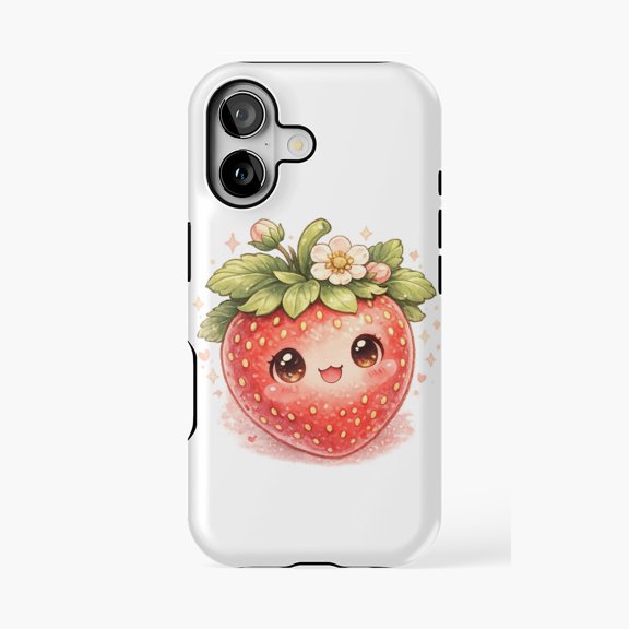 Protective iPhone Case Kawaii Strawberry Flower Crown Design Phone Case IP13/14 Magnetic MagSafe Compatible