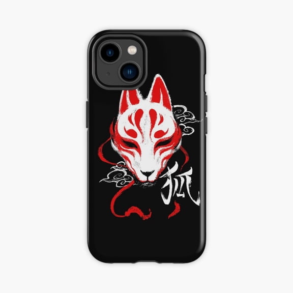 Protective iPhone Case Kitsune Mask Japanese Fox Design Phone Case IP13/14 Magnetic MagSafe Compatible