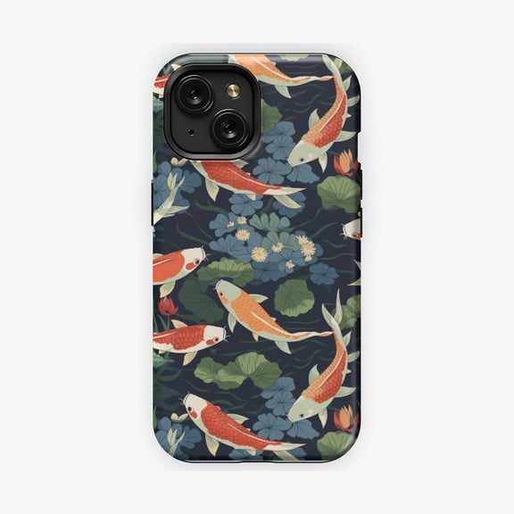 Protective iPhone Case Koi Pond Tranquil Water Garden Phone Case IP13/14 Magnetic MagSafe Compatible