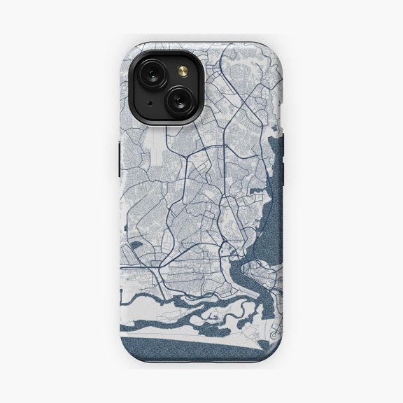 Protective iPhone Case Lagos Nigeria Coastal City Map Phone Case IP13/14 Magnetic MagSafe Compatible