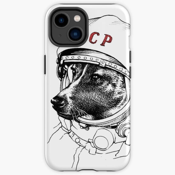 Protective iPhone Case Laika Space Traveler Union Dashing Astronaut Canine Shield IP15 Magnetic MagSafe Compatible