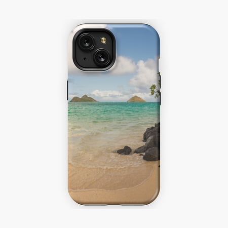 Protective iPhone Case Lanikai Beach Oahu Hawaii Coastal Phone Case IP13/14 Magnetic MagSafe Compatible