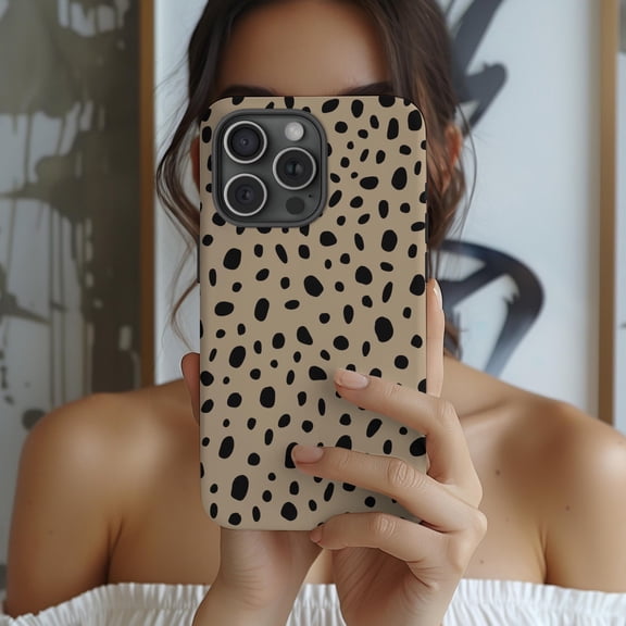 Protective iPhone Case Leopard Cheetah Spot Print Phone Case Preppy Neutral Pattern IP16 Magnetic MagSafe Compatible