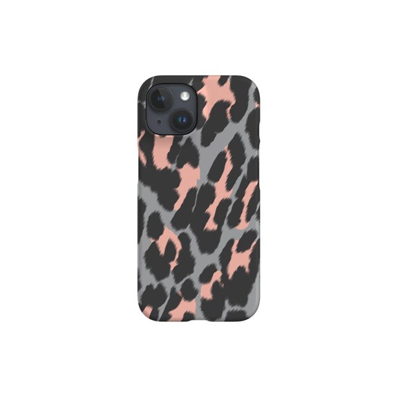 Protective iPhone Case Leopard Print Grey Animal Abstract Design Platinum Cheetah Cover IP13/14 Magnetic MagSafe Compatible