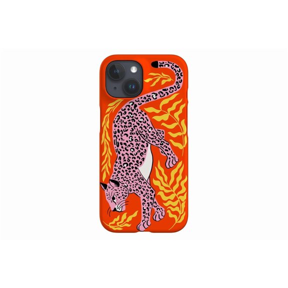 Protective iPhone Case Leopard Print Orange Animal Design Vibrant Safari Jaguar Shield IP13/14 Magnetic MagSafe Compatible