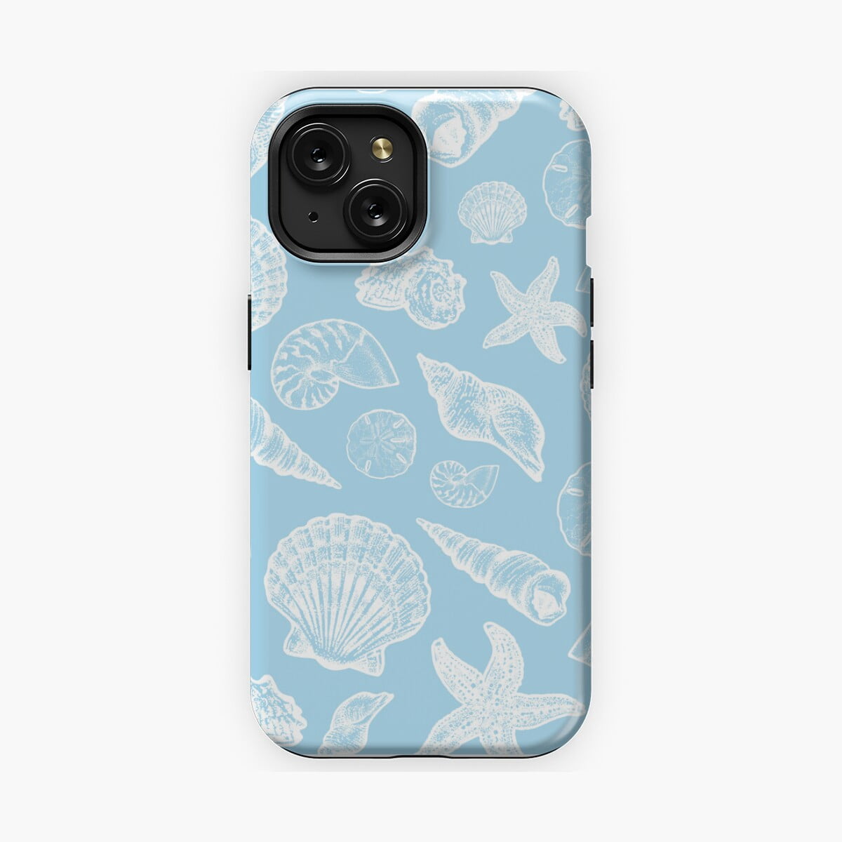 Seeshell Pattern Protective iPhone Case Light Blue Seashell Coastal Pattern Phone Case ...
