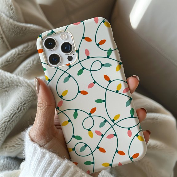 Protective iPhone Case Lights Cute Winter Cover Bright Sparkle Bokeh Garland Pattern Shield IP16 Magnetic MagSafe Compatible