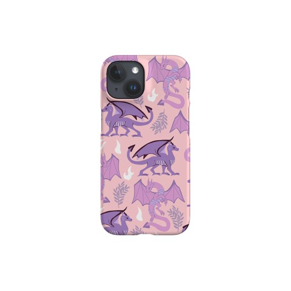 Protective iPhone Case Lilac Dragon Whimsical Fantasy Art Mythical Lavender Beast Cover IP13/14 Magnetic MagSafe Compatible