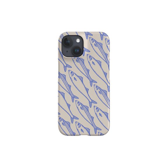 Protective iPhone Case Line Art Fish Off White Sea Design Minimal Wildlife Cover IP16 Magnetic MagSafe Compatible