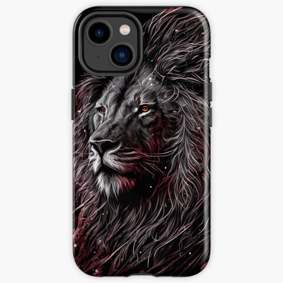 Protective iPhone Case Lion Head Majestic Wildlife Apex Predator Mane Portrait Cover IP13/14 Magnetic MagSafe Compatible