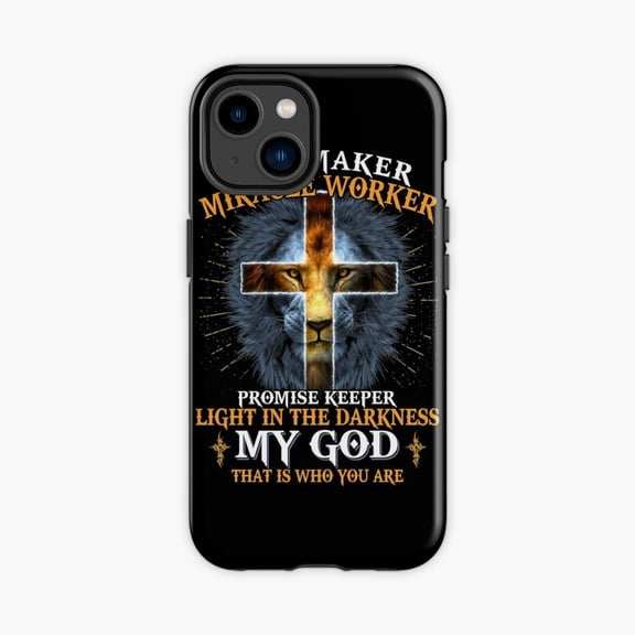 Protective iPhone Case Lion Way Maker Miracle Worker Christian Faith Design Phone Case IP13/14 Magnetic MagSafe Compatible